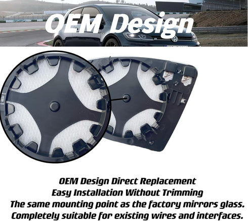 Passenger Side Mirror Glass Replacement for 2015-2021 Volkswagen VW Golf MK7, Golf Golf GTI, Golf R Golf SportWagen, Golf Alltrack, Jetta - Right ...